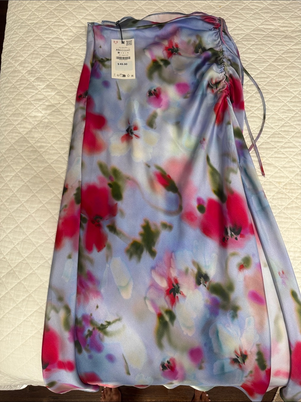 Zara Floral  - Pink, Blue & Green skirt. With side slit